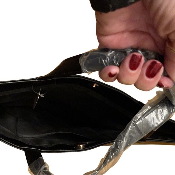 Victoria’s Secret Black Faux Leather Fringe Tote - Picture 7 of 8